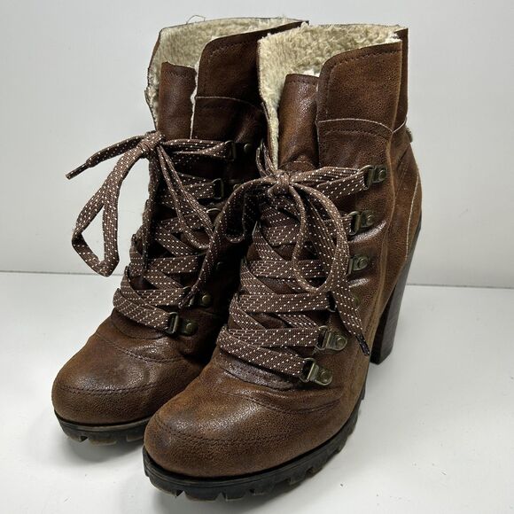 Y2K Nine West Vintage America Shoes Womens 9 Brown Chunky Lug Boho Grunge Indie - Picture 8 of 8